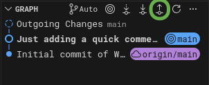Source Control three-dot menu open showing the Push option
