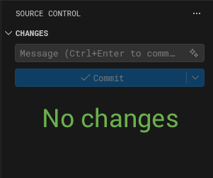 VS Code Source Control panel showing no changes